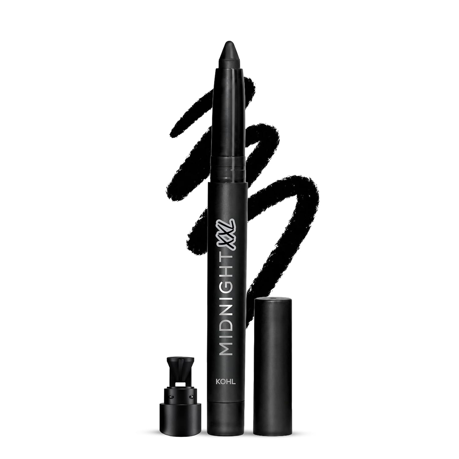 RENEE Midnight XXL Kajal | Black Kohl Pencil with Built-in Sharpener | Waterproof, Smudge-proof, 24Hr Long-Lasting | Ultra-Rich Pigment, Smooth Glide | 1.5g