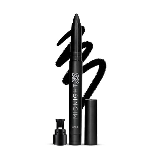 RENEE Midnight XXL Kajal | Black Kohl Pencil with Built-in Sharpener | Waterproof, Smudge-proof, 24Hr Long-Lasting | Ultra-Rich Pigment, Smooth Glide | 1.5g