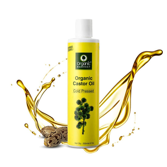 Organic Harvest Cold Pressed Castor Oil, For Moisturizing Skin, Hair & Nail Growth, Eyelash Thickening, 100% Pure, 100% Organic, Sulphate And Paraben Free – 200 ml