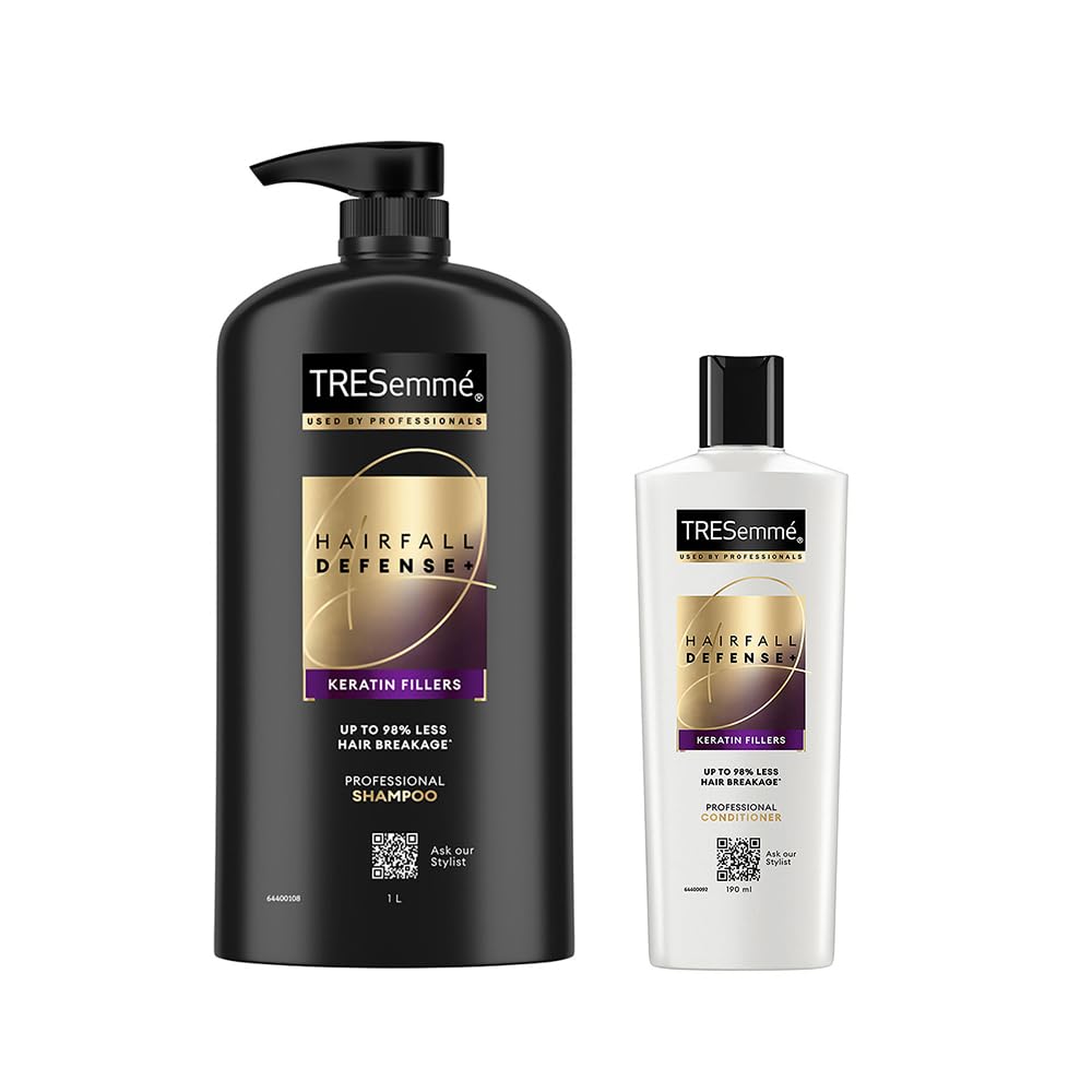TRESemme Hairfall Defense+ Shampoo 1000ml With Keratin Fillers | Longer and Stronger hair | Prevents Hair Fall due to Breakage | Paraben-Free