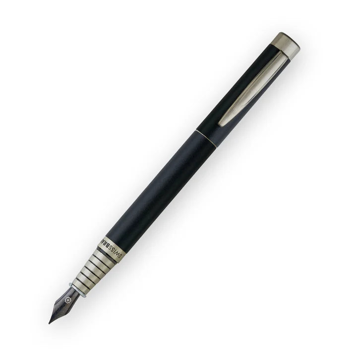 SWISSBRAND Zenith 2507 Matte black Fountain Pen with chrome trim