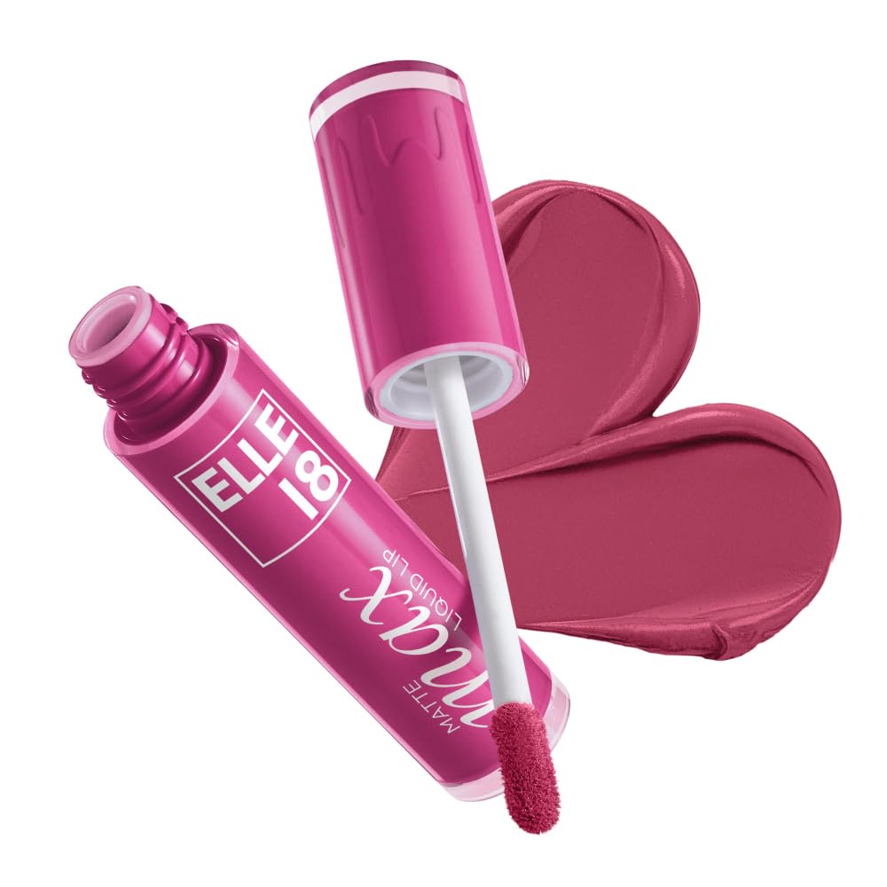 Elle18 Matte Max Liquid Lipstick - Pink Peony, for Smooth Lips, with Hyaluronic Acid & Vitamin E, Blur Matte Finish, Transferproof & Smudgeproof - 6ml