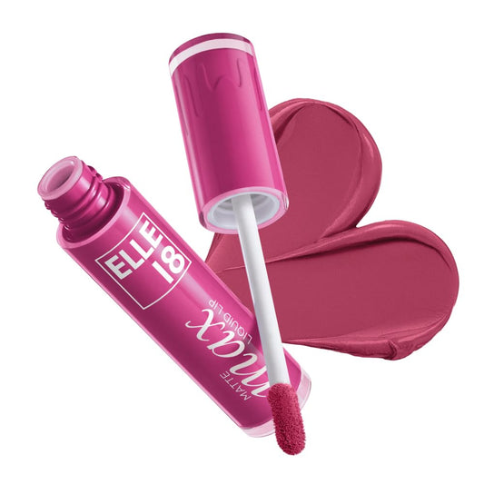Elle18 Matte Max Liquid Lipstick - Pink Peony, for Smooth Lips, with Hyaluronic Acid & Vitamin E, Blur Matte Finish, Transferproof & Smudgeproof - 6ml