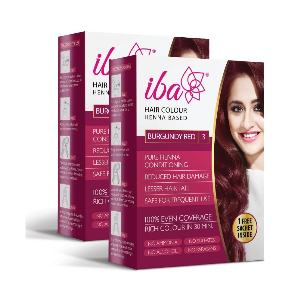 Iba Hair Colour for Women - Burgundy Red, 70g (Pack of 2)