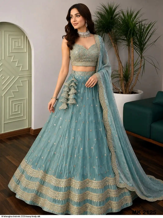 KF LEHENGHA CHOLI MK 2125 HEAVY FENDY SILK
