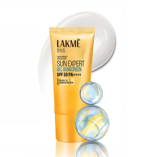 LAKMÉ Sun Expert SPF 50 PA+++ Gel Sunscreen, Niacinamide | Water-Light|For Oily & Combination Skin| Non-sticky | For All Skin Types, For UVA/B Protection,No White Cast 50g