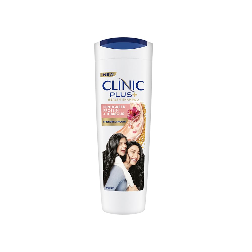Clinic Plus Strength & Smooth Shampoo, Fenugreek Protein + Hibiscus for Hair Strengthening and Smoother Hair, 175 ml