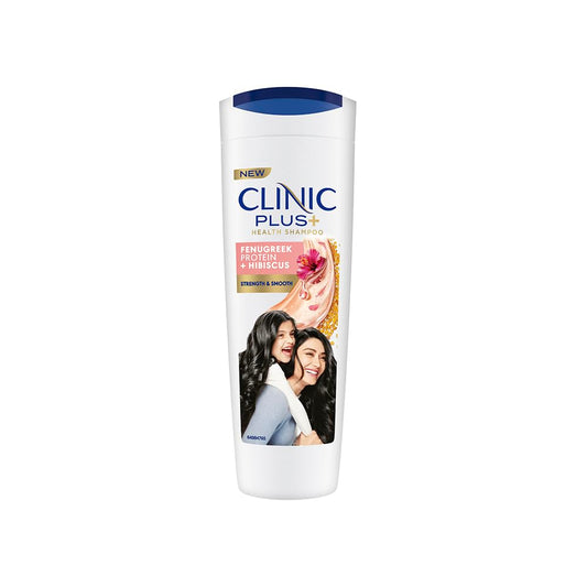 Clinic Plus Strength & Smooth Shampoo, Fenugreek Protein + Hibiscus for Hair Strengthening and Smoother Hair, 175 ml