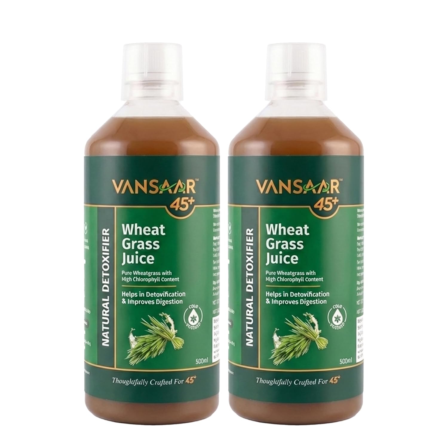 Vansaar Wheatgrass Juice | Natural Liver detox & Gut cleanser Juice | Superfood for Weight & Cholesterol management | 100% Ayurvedic - 500 ml (Pack of 2)