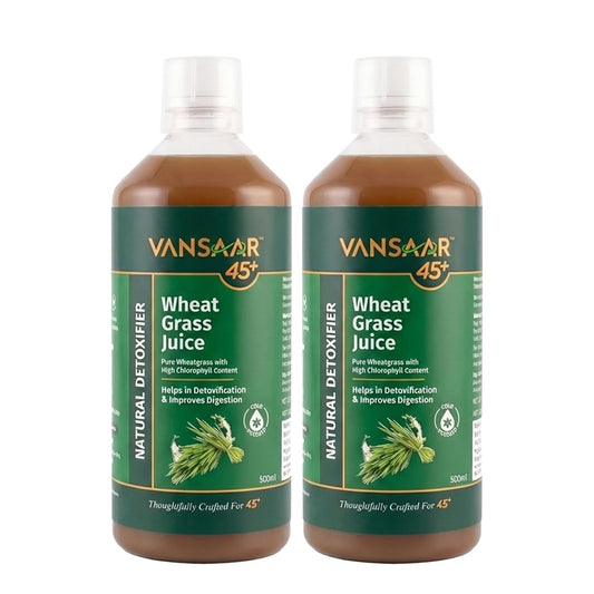 Vansaar Wheatgrass Juice | Natural Liver detox & Gut cleanser Juice | Superfood for Weight & Cholesterol management | 100% Ayurvedic - 500 ml (Pack of 2)