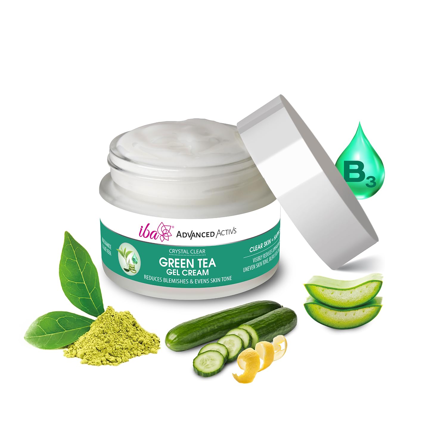 Iba Advanced Activs Crystal Clear Green Tea Gel Cream, 50g
