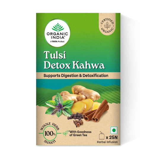 Organic India Tulsi Detox Kahwa - 25 Tea Bags, Helps Improve Digestion & Detoxification, Rich in Antioxidants