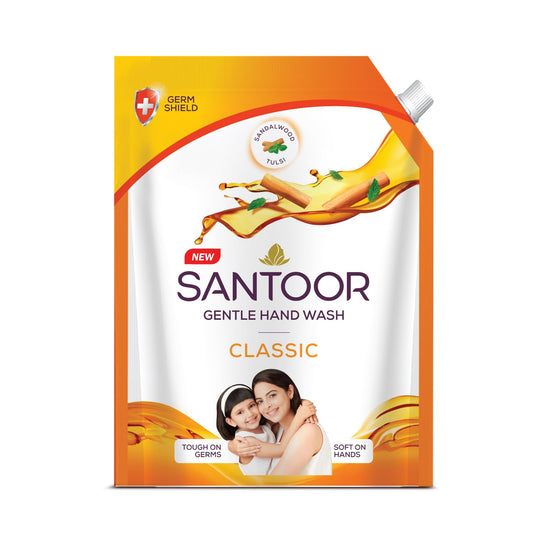 Santoor Classic Gentle Hand Wash with Natural goodness of Sandalwood & Tulsi, 1200ml