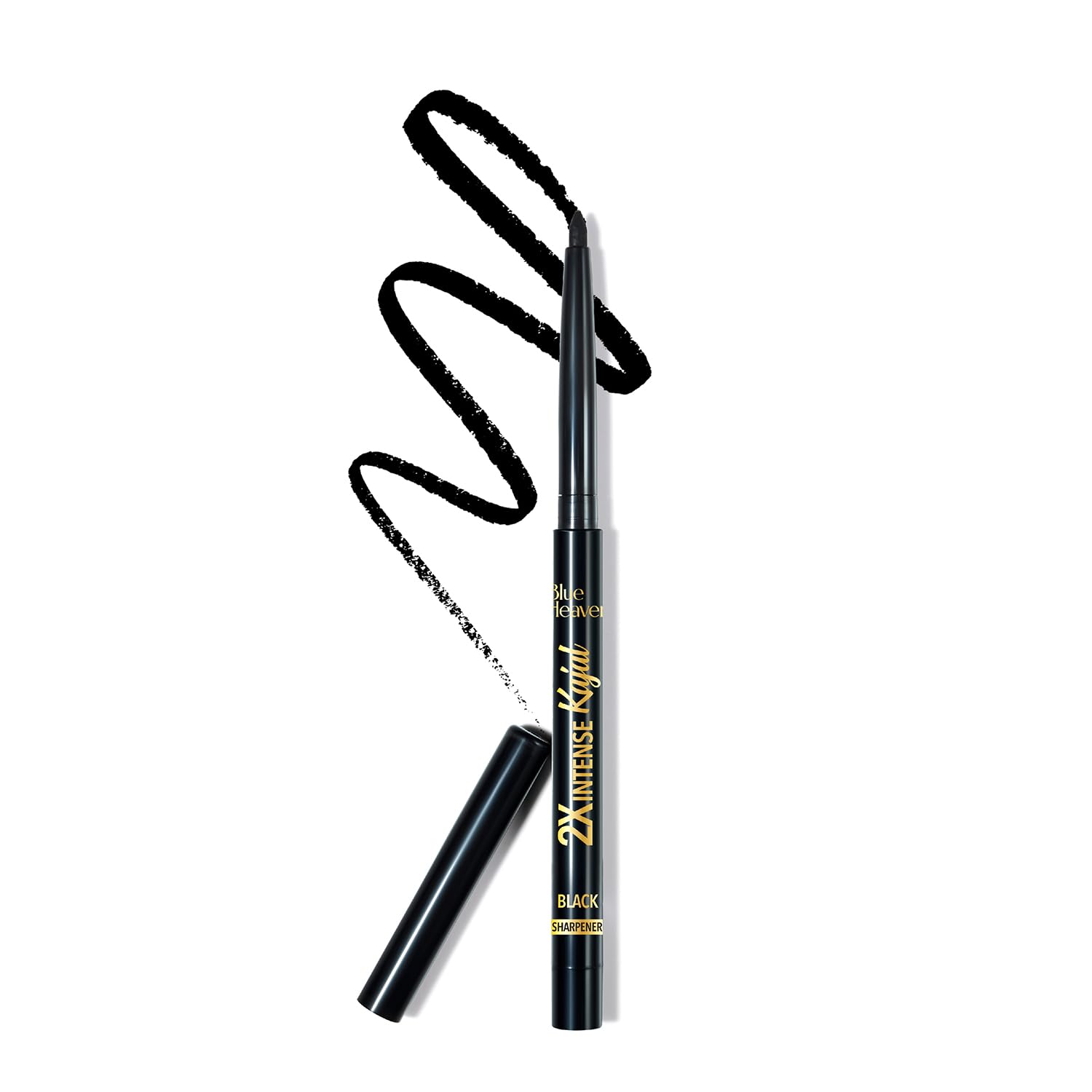 Blue Heaven 2X Intense Kajal Black Shock | Upto 36Hr Stay | Waterproof & Smudgeproof |Infused with soothing Aloe Vera | Matte Finish | Long Lasting Kajal for Women, 0.30gm