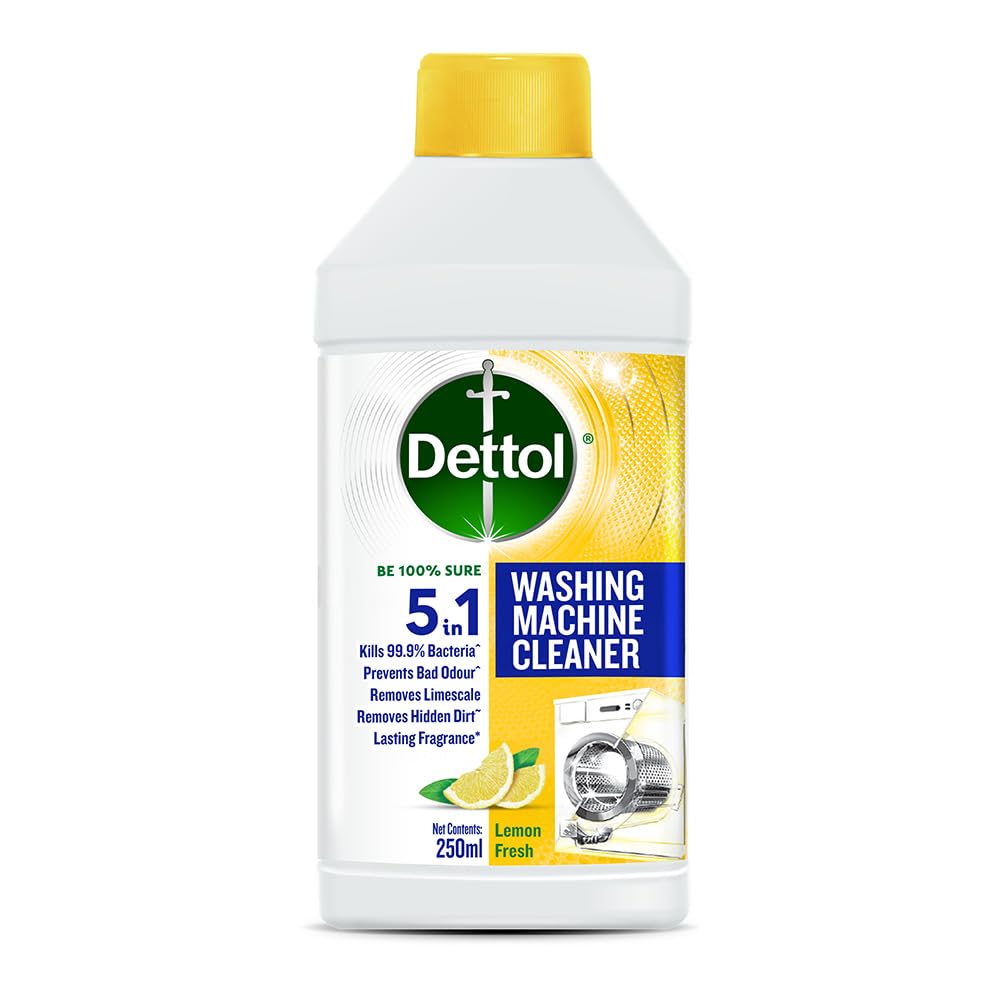 Dettol 5 in 1 Washing Machine Cleaner & Descaling Liquid for top load and front load| Lemon 250ml
