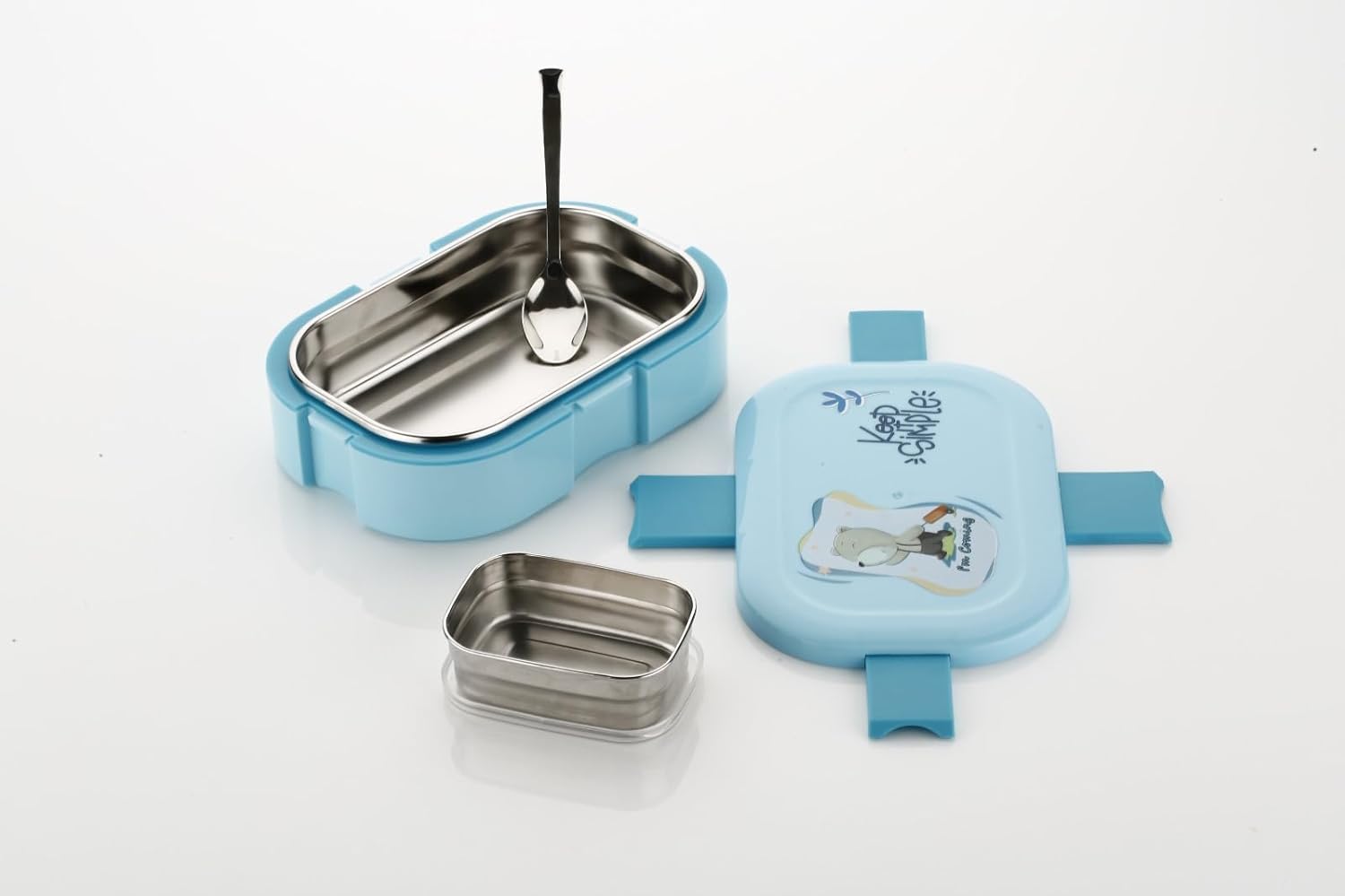 Stainless Steel Tiffin Lunch Box Container/Dabba with 4 Side Clip Lock Lid for Office, Kids School, Travel Food Grade Airtight |