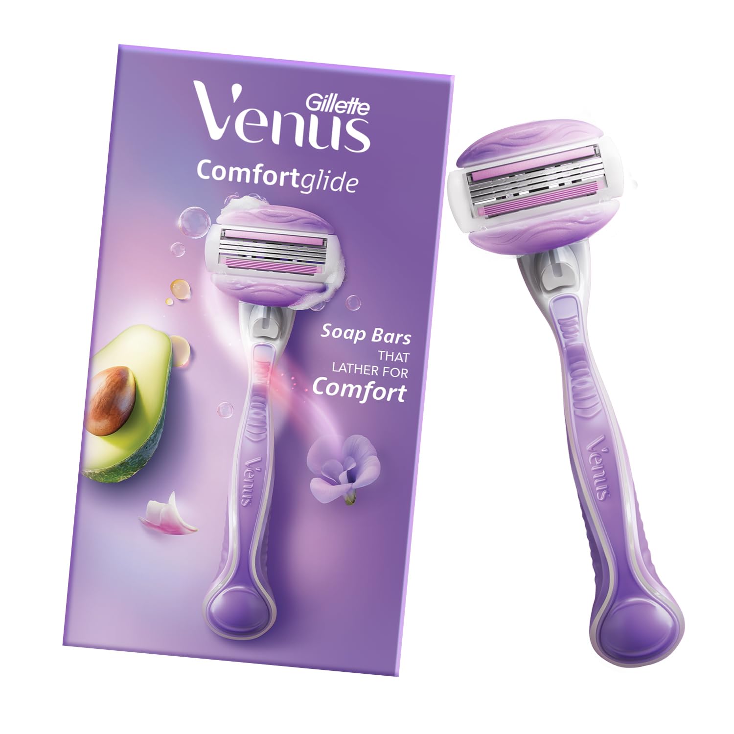 Gillette Venus Comfortglide Hair Removal Razor for Women with Avocado Oils & Body Butter, Freesia Scent