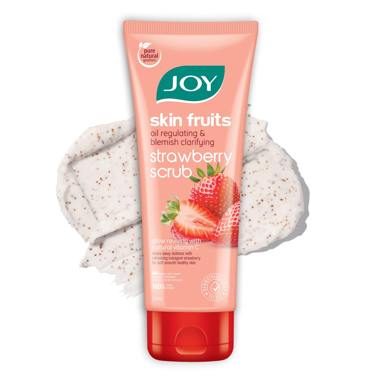 Joy Strawberry Face & Body Scrub for Blackhead Removal & Oil Control - 200gm