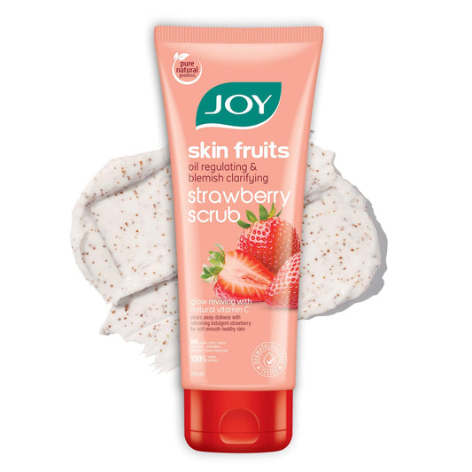 Joy Strawberry Face & Body Scrub for Blackhead Removal & Oil Control - 200gm