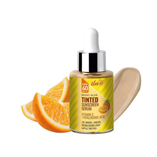 Iba Bright Glow Tinted Sunscreen Serum for All Skin Types SPF 60 PA++++ with Hyaluronic Acid & Vitamin C, 30ml