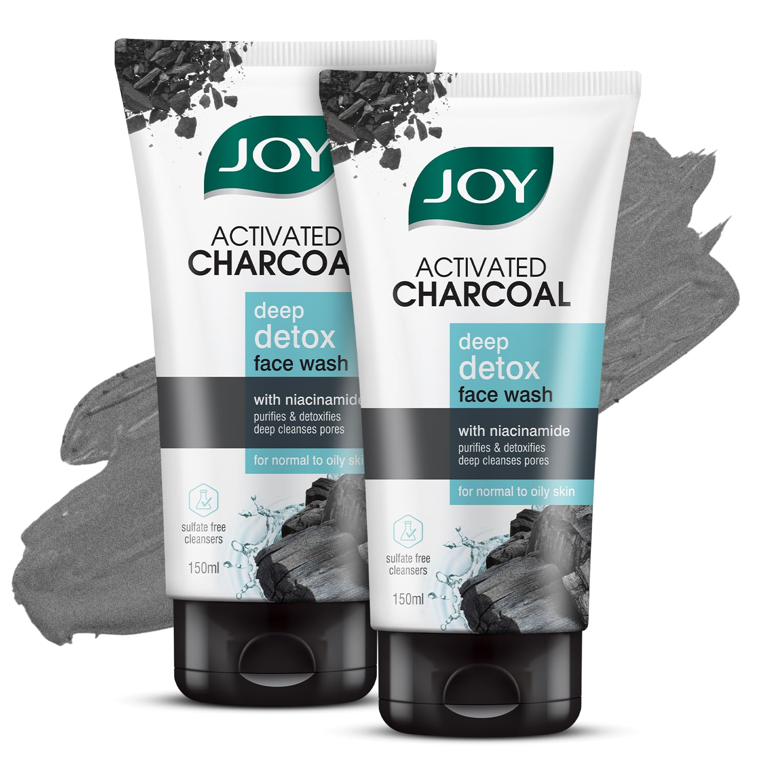 Joy Activated Charcoal Face Wash for Oily Skin 150ml x 2