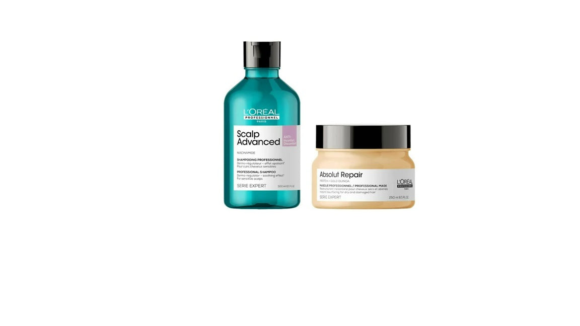 LOreal Paris Scalp Advanced Anti Discomfort Shampoo & Absolute Repair Hair Mask - Combo - 300ml + 250ml