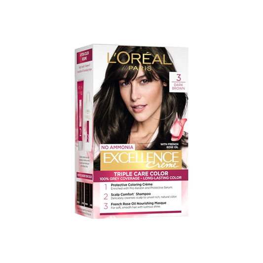 LOreal Paris Excellence Creme Hair Color  3 Dark Brown 72ml+100gm