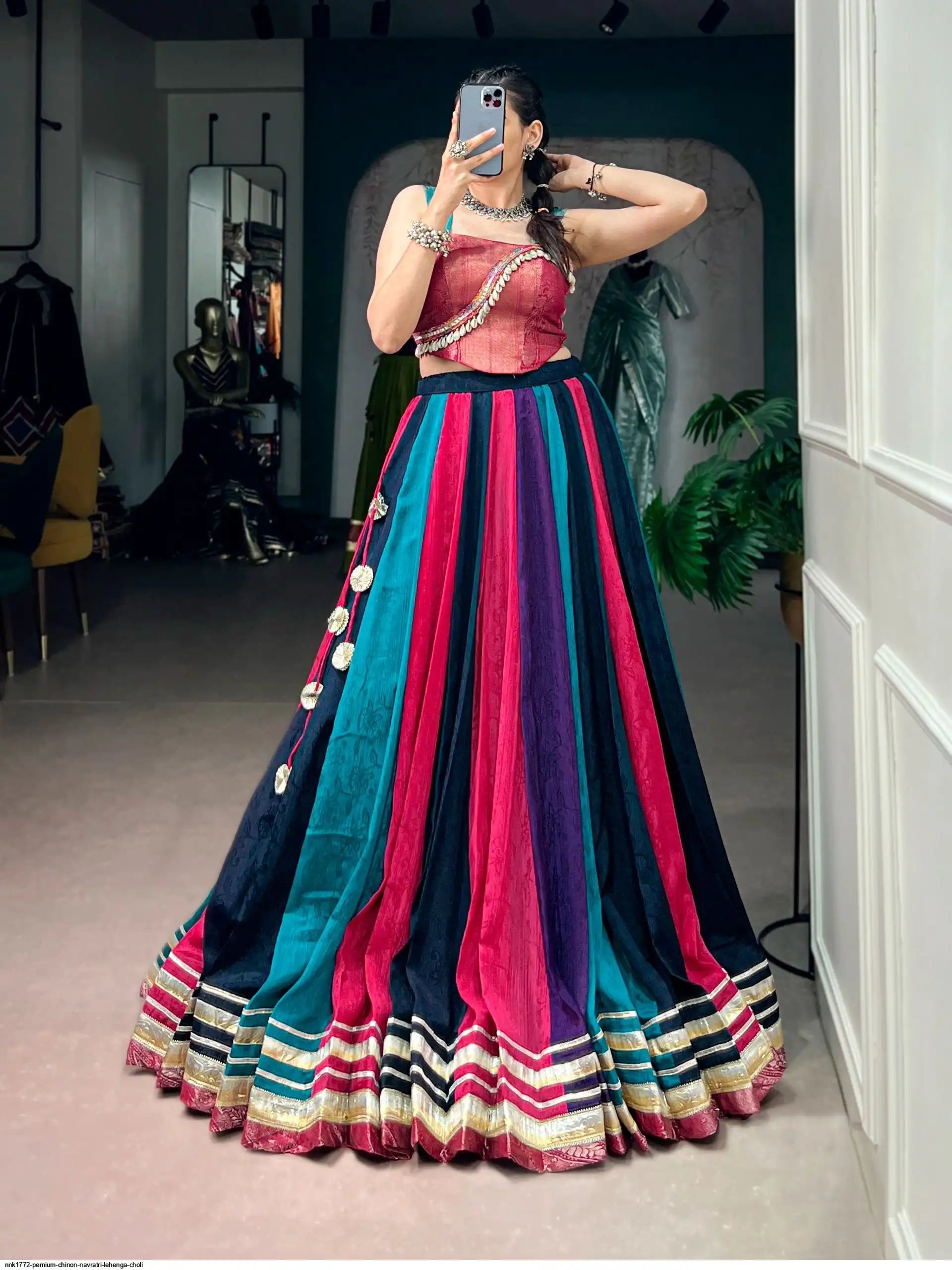 NNK1772 PEMIUM CHINON NAVRATRI LEHENGA CHOLI