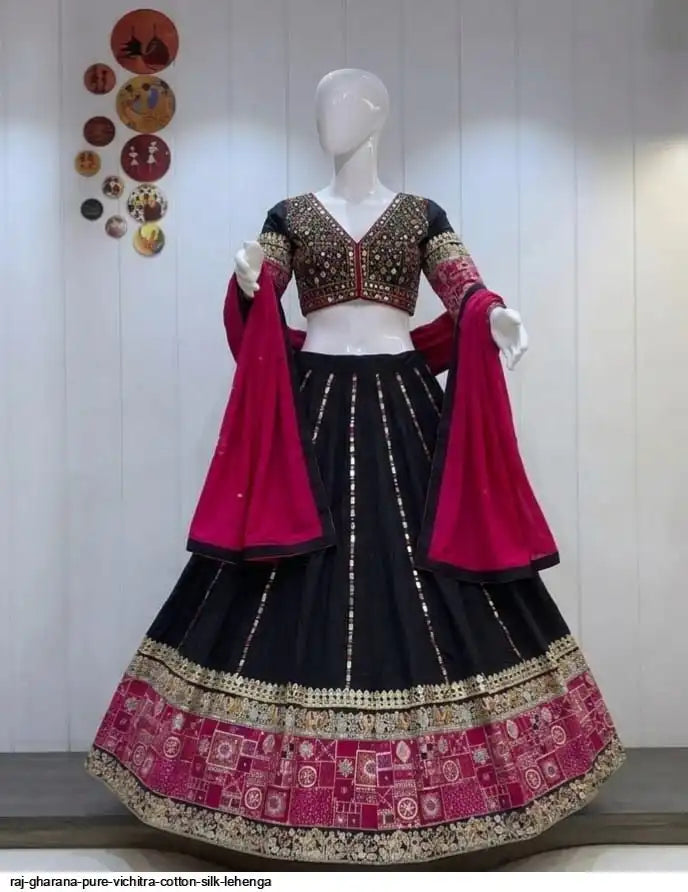RAJ GHARANA PURE VICHITRA COTTON SILK LEHENGA SIZE L