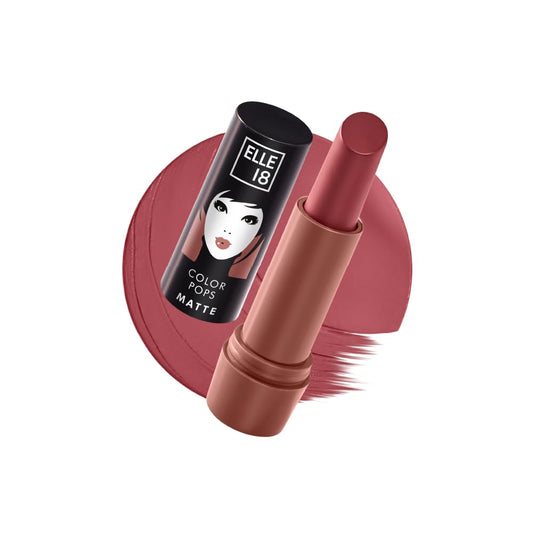 Elle 18 Color Pops Matte, Nude Nectar, Matte Finish, Moisturising Bullet Lipstick, Infused with Shea Butter and Jojoba Oil| 4.3g