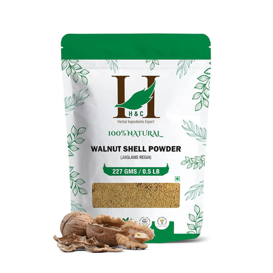 H&C Herbal Ingredients Expert Natural Walnut Shell Powder (227g) for Facial scrubs, skin cleansers, peeling creams, exfoliants