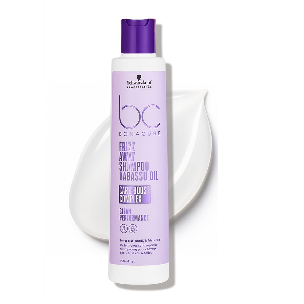 c Professional Bonacure Frizz Away Shampoo For Men & Women | Anti-Frizz & Smoothing Formula with Babassu Oil | Tames Unruly Hair & Enhances Shine (250ml)