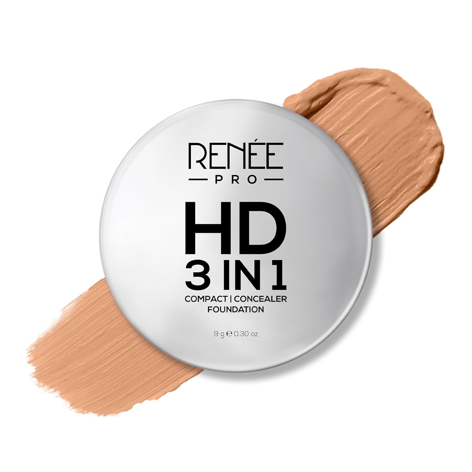RENEE PRO HD 3 In 1 Compact,Concealer, Foundation - Noix, SPF 20, Matte Finish, High Coverage, Ultralight & Silky Smooth Finish, Enriched With Vitamin E, C & Aloe Vera - 9 Gm