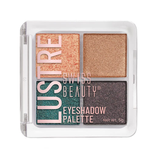 Swiss Beauty Lustre Eyeshadow Palette | 4 Highly Pigmented Shades in Matte & Shine |Long-Lasting | All Skin Types | Shade- Party All Night, 5gm