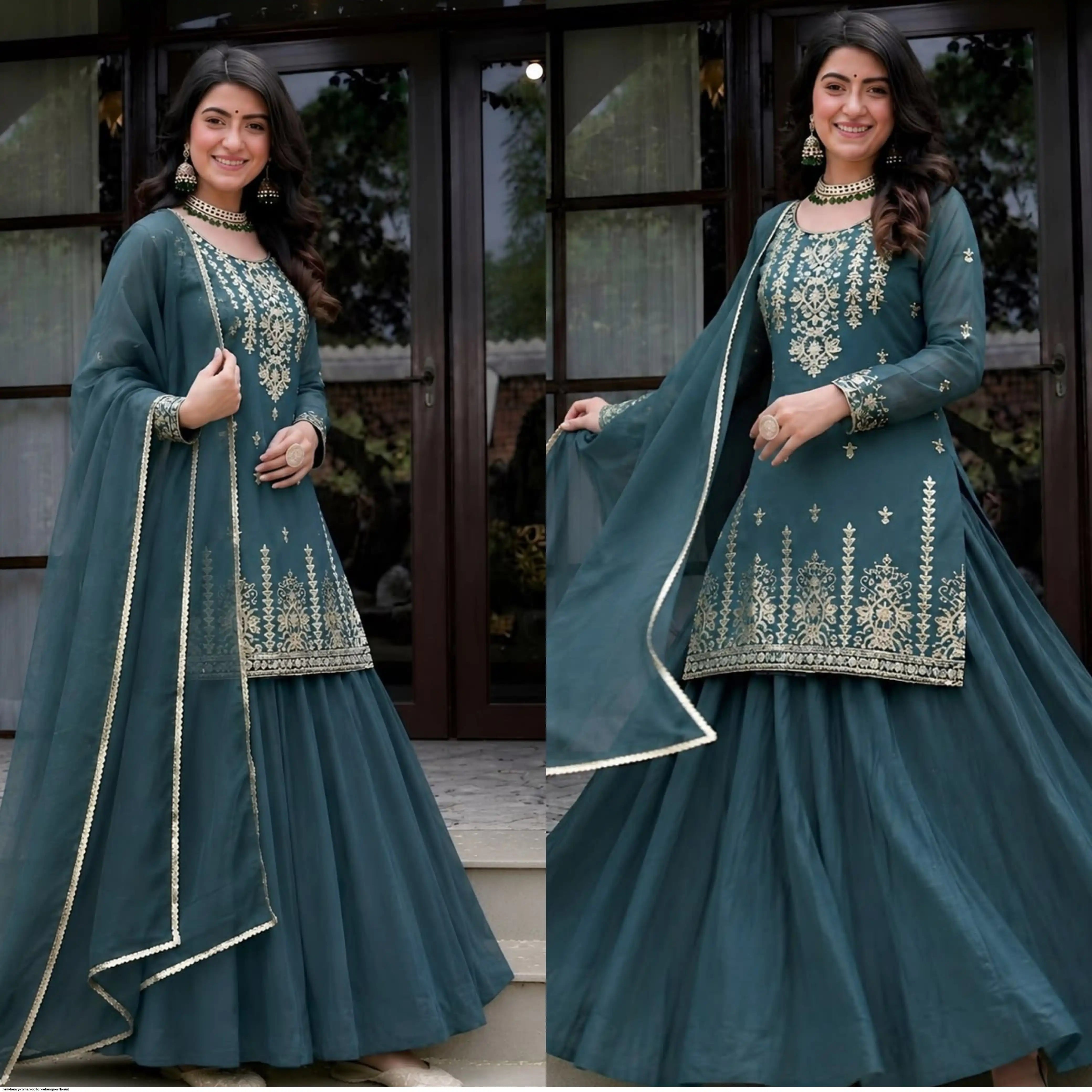 NEW HEAVY ROMAN COTTON LEHENGA WITH SUIT SIZE XL,M,S,L,XXL