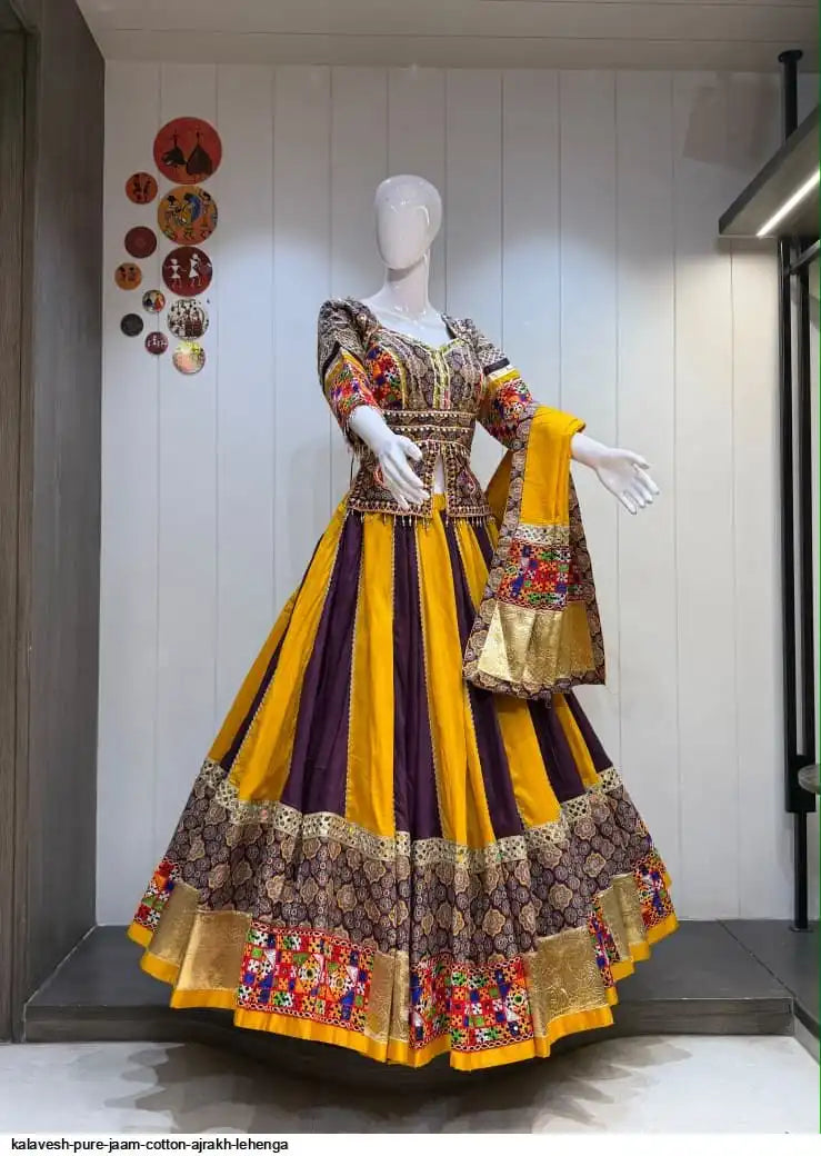 KALAVESH PURE JAAM COTTON AJRAKH LEHENGA 2 SIZE L