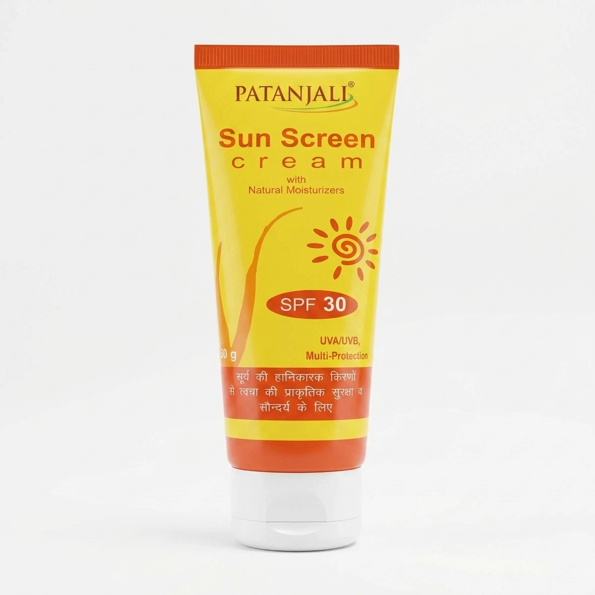 Patanjali Sunscreen Cream SPF 30, for Sun Protection with Natural Ingredients for All Skin Types 50g