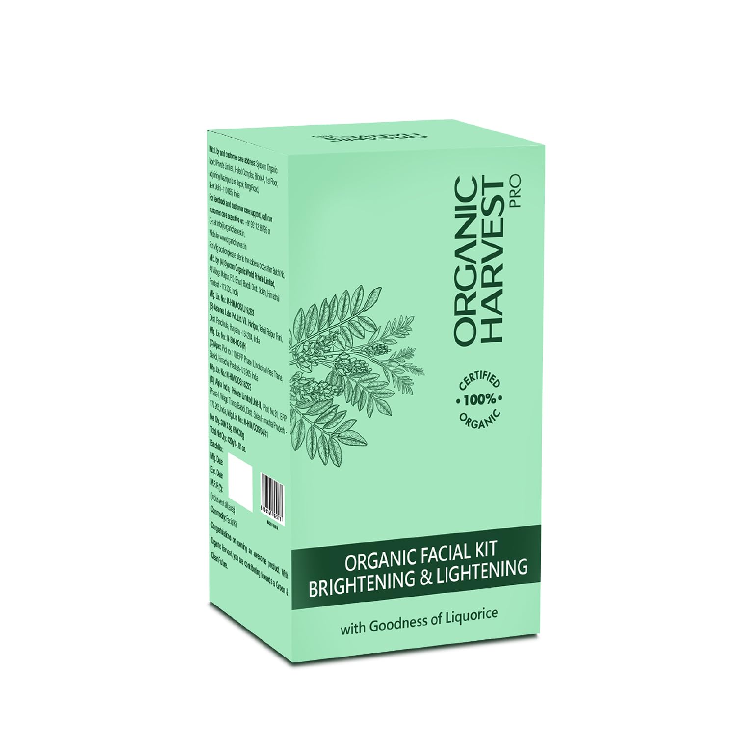 Organic Harvest Brightening & Lightening 6-step Facial Kit | With Goodness of Liquorice | Boosts Skin Glow | For Radiant Skin | 100% American Certified Organic, Sulphate & Paraben Free -420gm