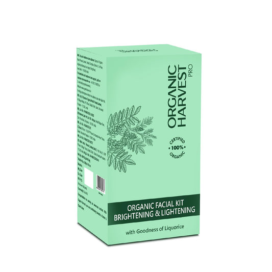 Organic Harvest Brightening & Lightening 6-step Facial Kit | With Goodness of Liquorice | Boosts Skin Glow | For Radiant Skin | 100% American Certified Organic, Sulphate & Paraben Free -420gm