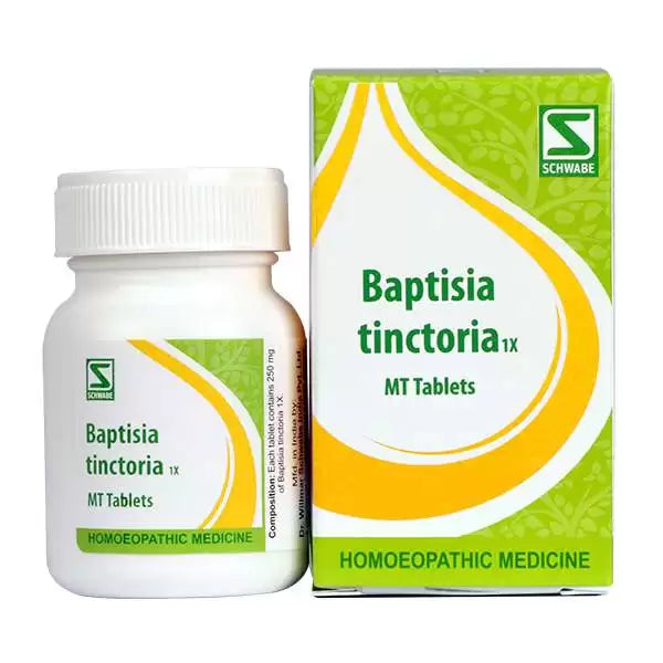Dr Willmar Schwabe India Homoeopathic Baptisia Tinctoria 1X MT Tablets (20gm) for Fever Indigestion Acidity Gas
