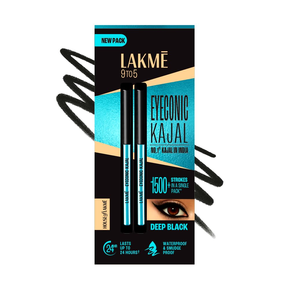 LAKMÉ Eyeconic Black Kajal 0.35 g (Pack of 2)