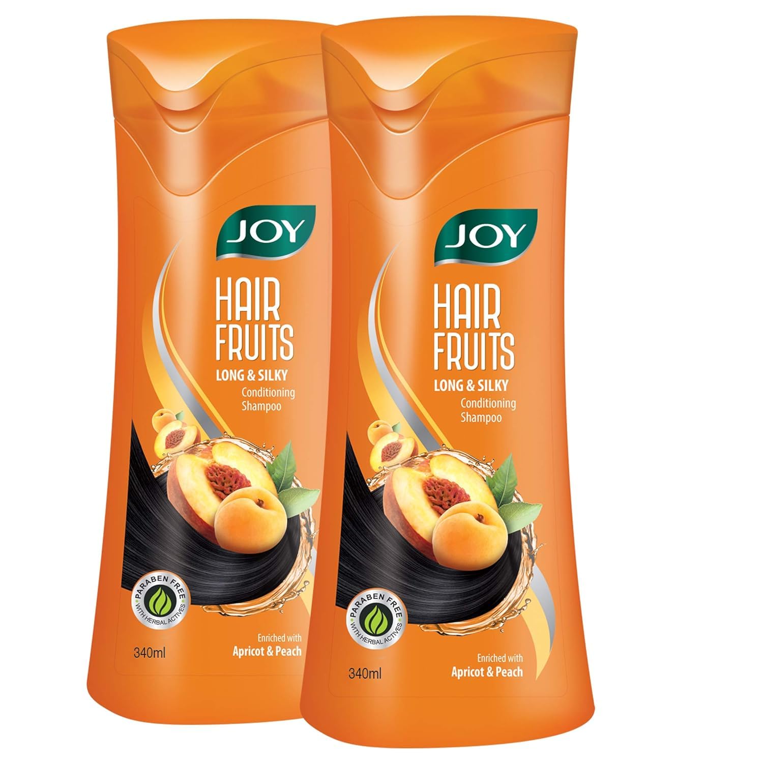 Joy Apricot & Peach Conditioning Shampoo for Growing Long & Silky Hair (340ml x 2)