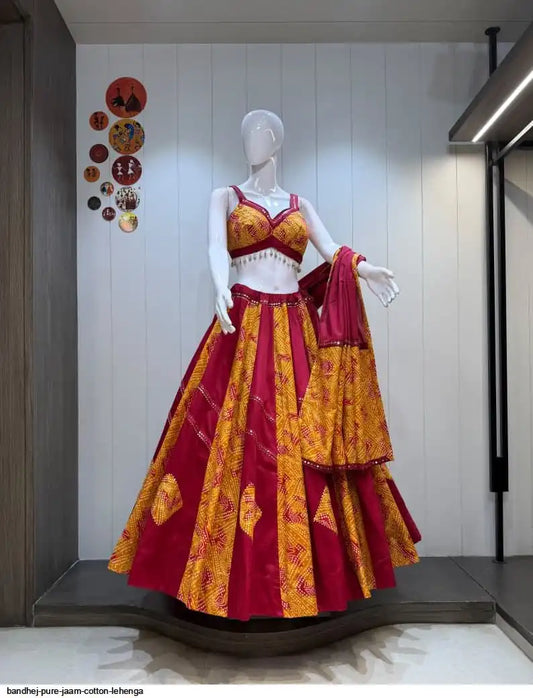 BANDHEJ PURE JAAM COTTON LEHENGA 1 Size L