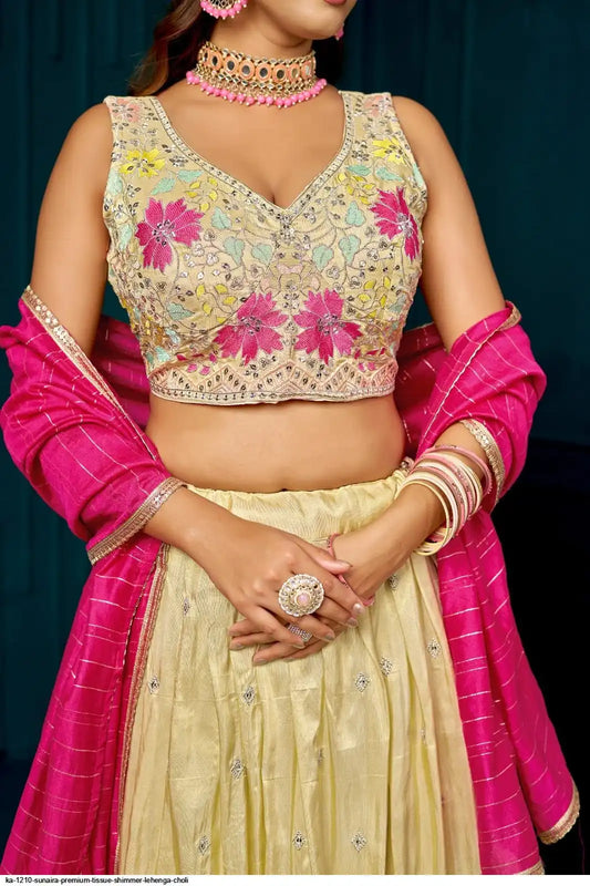 KA 1210 SUNAIRA PREMIUM TISSUE SHIMMER LEHENGA CHOLI SIZE L