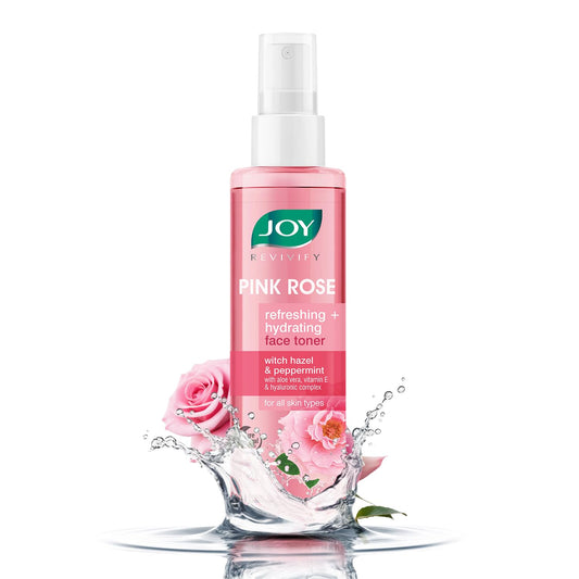 Joy Pink Rose Water Toner with Vitamin E, Hyaluronic Acid & Aloe Vera for Hydrating & Refreshing Skin (150ml)