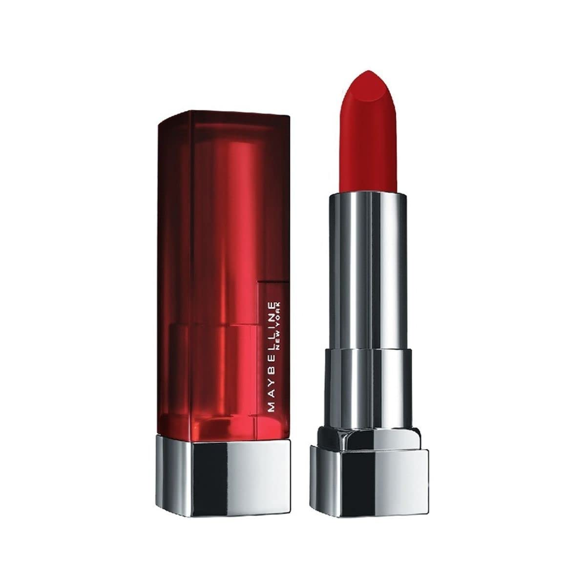 Maybelline New York Color Sensational Creamy Matte Lipstick lasts up to 12 Hours, Hydrate Lips, Rich Creamy Lipstick with Shea Butter, Comes in 42 different Shades - 634 Bold Crimson, 3.9g
