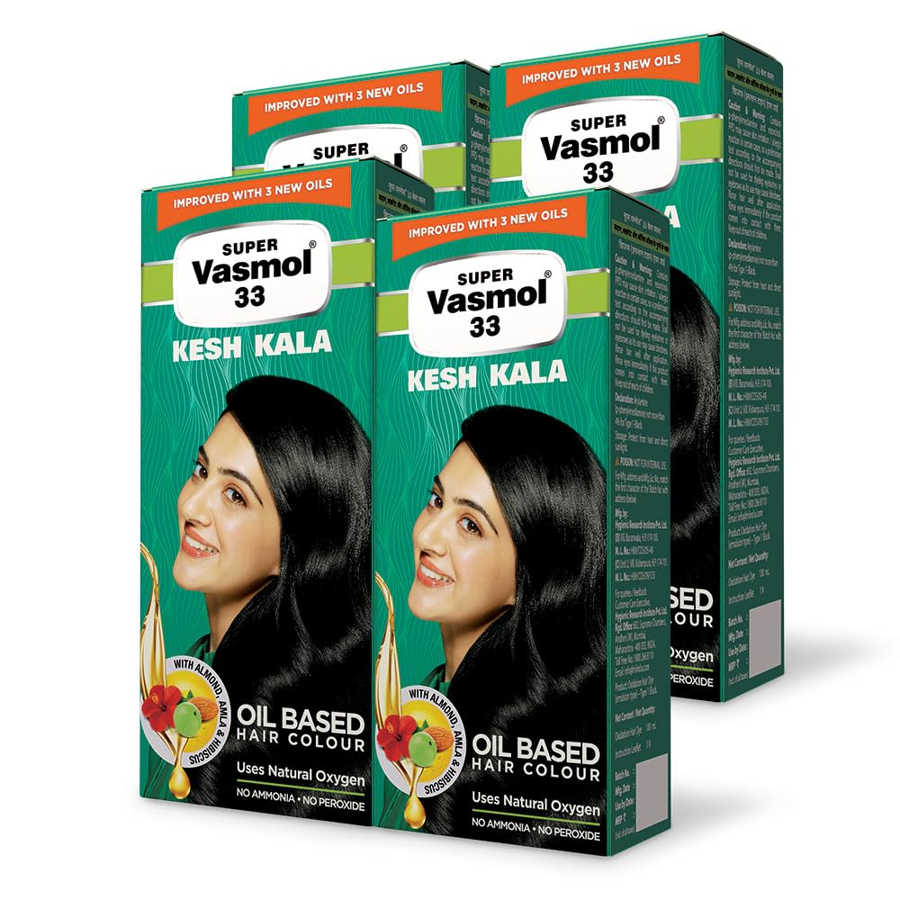Vasmol Super 33 Kesh Kala 75Ml - Pack Of 4