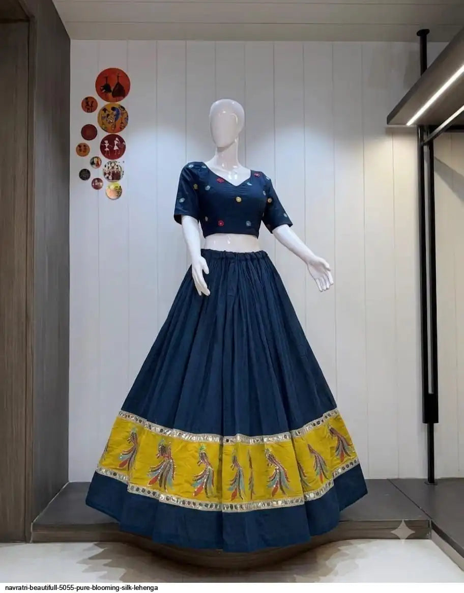 NAVRATRI BEAUTIFULL 5055 PURE BLOOMING SILK LEHENGA 2 SIZE L