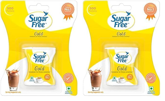 Sugar Free Gold, 500 Pellets| India s No.1 Sweetner| Sweet like Sugar with Low Calories| Scientifically Proven & Tested 50g (Pack of 2)