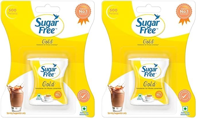 Sugar Free Gold, 500 Pellets| India s No.1 Sweetner| Sweet like Sugar with Low Calories| Scientifically Proven & Tested 50g (Pack of 2)